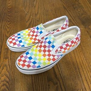 Men’s rainbow vans checkerboard shoes size 9.5